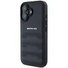 Mercedes AMG AMHCP16SGSEBK Apple iPhone 16 6.1″ juodos spalvos kietas dėklas Leather Debossed Lines juodos spalvos Logo