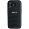 Mercedes AMG AMHCP16SGSEBK Apple iPhone 16 6.1″ juodos spalvos kietas dėklas Leather Debossed Lines juodos spalvos Logo
