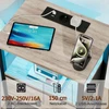 AMHANCIBLE naktinis staliukas su LED apšvietimu, USB įkrovimu, medžiaginėmis stalčiais, pilkas EHETS01GY-1