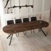 Apvalus išskleidžiamas stalas Modern, 100–250 cm, riešuto spalvos/juodas, modernus