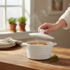 Alpina - Ceramic ovenproof dish with lid, round, 13x10 cm, 210 ml (baltas)