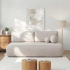 ARVETO kreminės spalvos šenilinė moderni sofa su miegojimo funkcija