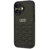 Audi Synthetic Leather Apple iPhone 16 6.1″ juodos spalvos kietas dėklas AU-TPUPCIP16-GT/D2-BK
