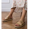 Auksinės espadrilės šlepetės moterims su sagtelėmis