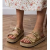 Auksinės espadrilės šlepetės moterims su sagtelėmis