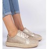 Auksinės moteriškos espadrilės su blizgučiais