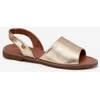 Auksinės odinės basutės atviromis pirštų dalimis kasdienai Ideal Shoes