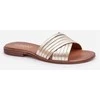 Auksinės odinės moteriškos šlepetės Shoes