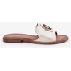 Auksinės odinės šlepetės su dekoru ir lygiu kulnu