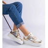 Auksiniai sportiniai bateliai su sidabrinėmis detalėmis