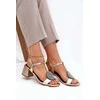 Aukštakulnės odinės basutės su dekoru, auksinės