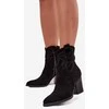 Aulinukai juodi iš eko zomšos su kulnu Ideal Shoes