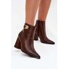 Aulinukai moterims rudi su aukštu kulnu ir auksiniu akcentu Tharina