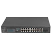 Ausinės LANBERG 19" stelažinis komutatorius, 16 x 100 Mb/s PoE+/2 x kombinuoti Gigabit, 150W, nevaldomas RSFE-16P-2C-150