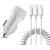 Įkroviklis automobilinis Dudao R7 (2xUSB; 2.4A) + 3in1 laidas lightning+micro+type-C baltas