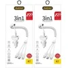 Įkroviklis automobilinis Dudao R7 (2xUSB; 2.4A) + 3in1 laidas lightning+micro+type-C baltas