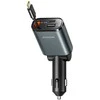 Joyroom JR-CCL07 3-in-1 Car Charger su Built-in Retractable kabelis – pilkos spalvos