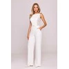 Balta moteriška elegantiška jumpsuit su nėriniais