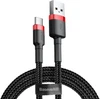 Ausinės Baseus Cafule USB-A / USB-C QC 3.0 3A kabelis 1 m - Juodas ir raudonas