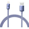 Ausinės Baseus Crystal Shine serijos USB laidas greitam įkrovimui ir duomenų perdavimui, USB A tipo - Lightning, 2.4A, 1.2m, violetinis (CAJY000005)