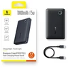 Baseus EnerFill FP11 išorinė baterija (Power Bank) 10000mAh 15W (su juodu Simple USB-C – USB-C 20V/3A 30cm laidu) – juoda