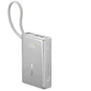 Baseus PicoGo 10 000 mAh 45 W išorinė baterija su skaitmeniniu ekranu ir integruotu USB-C laidu – titano spalvos