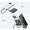 Baseus PicoGo AM31 Qi2 5000 mAh 20 W „MagSafe“ suderinamas išorinis akumuliatorius su stovu (su juodu paprastu pintų USB-C – USB-C 30 cm laidu) – juodas