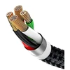 Ausinės Baseus Trijų pirminių spalvų 3-in-1 USB-A - micro USB / Lightning / USB-C 3.5A laidas 0.3 m - juodas