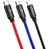 Ausinės Baseus Trijų pirminių spalvų 3-in-1 USB-A - micro USB / Lightning / USB-C 3.5A laidas 0.3 m - juodas