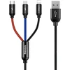 Ausinės Baseus Trijų pirminių spalvų 3-in-1 USB-A - micro USB / Lightning / USB-C 3.5A laidas 0.3 m - juodas