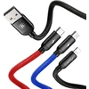 Ausinės Baseus Trijų pirminių spalvų 3-in-1 USB-A - micro USB / Lightning / USB-C 3.5A laidas 0.3 m - juodas