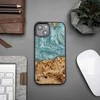 Medinis ir dervos dėklas skirtas iPhone 15 Plus Bewood Unique Uranus - mėlyna ir balta