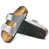 Birkenstock Arizona Birko-Flor Sidabrinės Moteriškos Šlepetės Įprastos/Platintos (1012282)