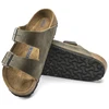 Birkenstock Arizona Soft Footbed Oiled Leather Siaurims Faded Khaki Šlepetės Siauriems Kojoms (1019377)