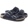 Birkenstock Arizona VL Shearling Midnight Suede Leather Wide Regular Šlepetės (1020592)