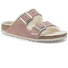 Birkenstock Arizona zomšas ādas kažokādas ar polsterējumu, rozā māla LAF šauras čības (1023258)
