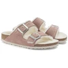 Birkenstock Arizona zomšas ādas kažokādas ar polsterējumu, rozā māla LAF šauras čības (1023258)