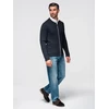 Men's smooth zip sweater - navy mėlynas V1 OM-SWZS-0146