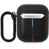 Dėklas BMW BMA222PVTK AirPods 1/2 dangtelio juoda/juoda oda Lenkta linija