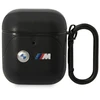 BMW BMA222PVTK AirPods 1/2 dėklas juodas/juodas odinis lenkta linija