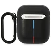BMW BMA222PVTK AirPods 1/2 dėklas juodas/juodas odinis lenkta linija