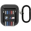 Dėklas BMW BMA222SWTK AirPods 1/2 dangtelis juodas/juodas Kelių spalvų linijos