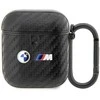 Dėklas BMW BMA2WMPUCA2 AirPods 1/2 dangtelio juoda/juoda Anglis Dvigubas metalinis logotipas