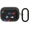 BMW BMAP222SOTK AirPods Pro 2 kartos dėklas, juodas/juodas su trispalvėmis juostelėmis