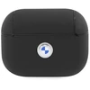 BMW BMAP2SSLBK AirPods Pro 2 (2022/2023) apsauginis dėklas, juodas/juodas, natūrali oda, sidabrinis logotipas
