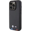 Dėklas BMW BMHCP15L22PTDK Apple iPhone 15 Pro 6.1″ juodos spalvos Leather Stamp Tricolor