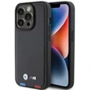 Dėklas BMW BMHCP15L22PTDK Apple iPhone 15 Pro 6.1″ juodos spalvos Leather Stamp Tricolor