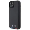 Dėklas BMW BMHCP15M22PTDK Apple iPhone 15 Plus / 14 Plus 6.7″ juodos spalvos Leather Stamp Tricolor