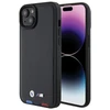 Dėklas BMW BMHCP15M22PTDK Apple iPhone 15 Plus / 14 Plus 6.7″ juodos spalvos Leather Stamp Tricolor