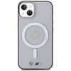 BMW BMHMP14SHCRS dėklas Apple iPhone 14 15 13 6.1″ skaidrus kietas dėklas Sidabrinis Ring MagSafe